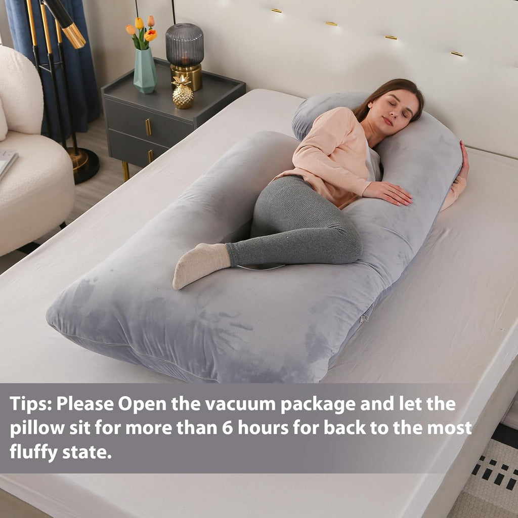 Victostar Pregnancy Pillow - 57-Inch U-Shaped Maternity Pillow with Removable Cover for Full Body Support