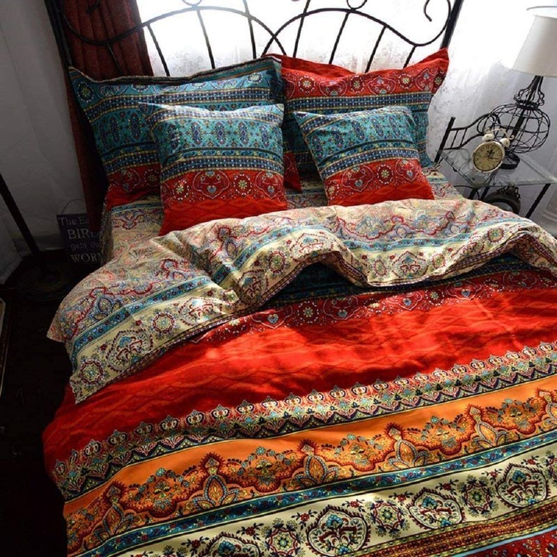 Dodou Boho Style Bedding Set Boho Duvet Cover Set Bohemian Bedding Set 3pcs (King)