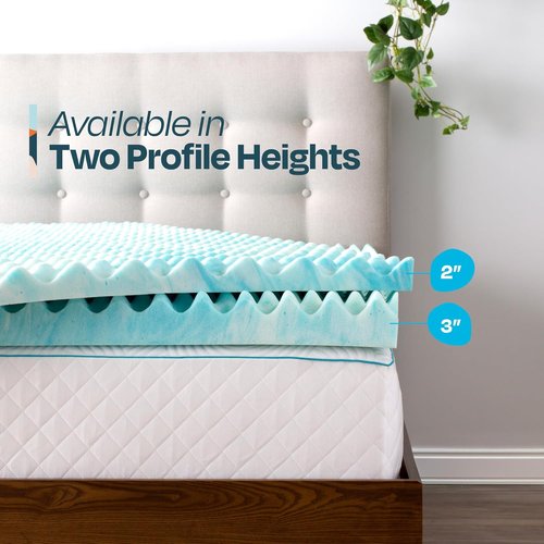 Linenspa Gel Memory Foam Mattress Topper - Reversible Egg Crate Design for Comfort - Queen Size