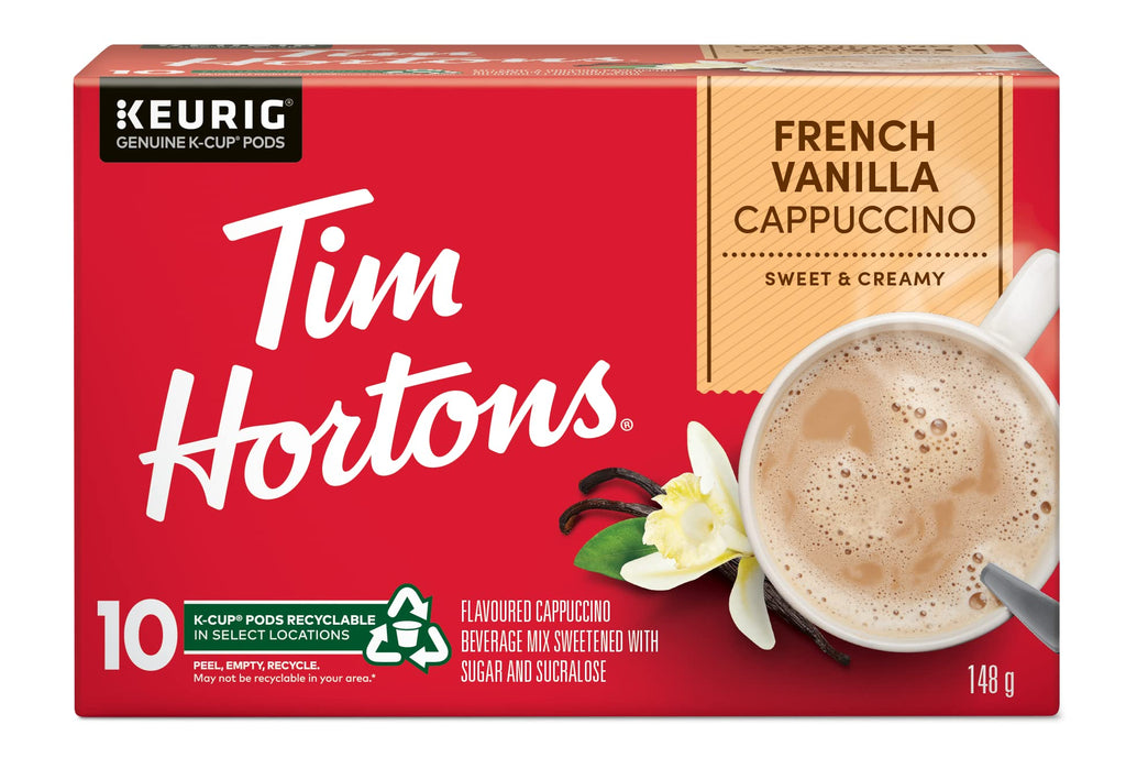 Tim Hortons French Vanilla Cappuccino Flavoured Coffee, Single Serve Keurig K-Cup Pods, 60 Count