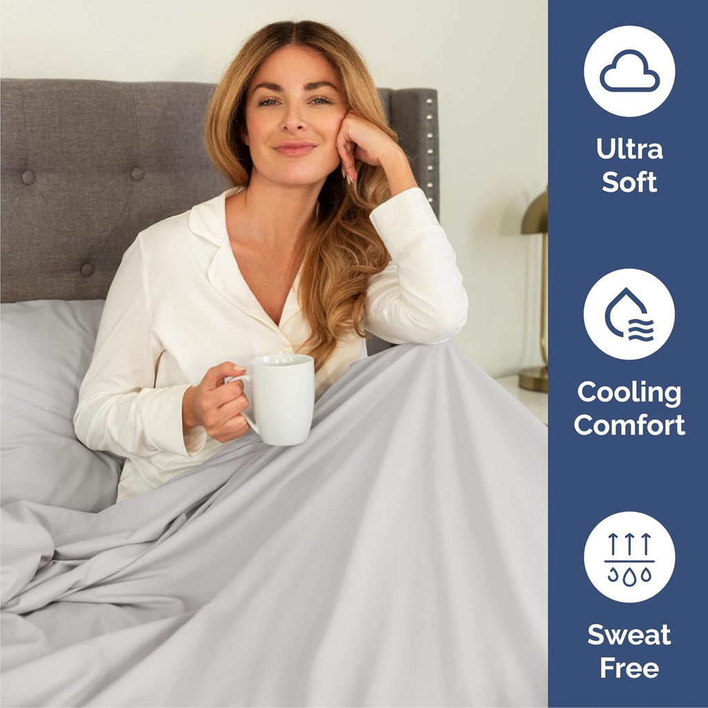Queen Size 4-Piece Sheet Set | Skiennix Comfy Cooling Bed Sheets - Luxury Hotel Quality - Deep Pockets, Soft & Wrinkle-Free - Oeko-Tex Certified, French Grey