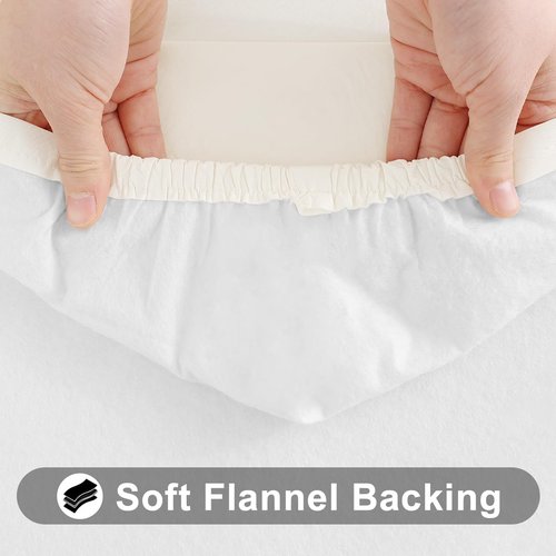 Smiry Rectangle Tablecloth, Elastic Fitted Flannel Backed Vinyl Tablecloths for 6ft Folding Tables, Waterproof Wipeable Table Covers for Indoor, Outdoor, Picnic and Camping (Beige, 36"x72")