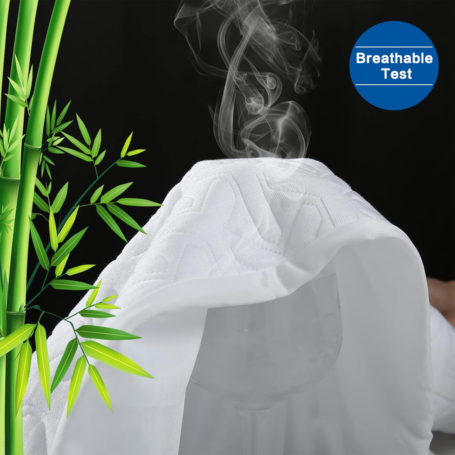 Skiennix Premium Waterproof Mattress Protector - Breathable 4D Air Cooling Queen Size Cover (White)