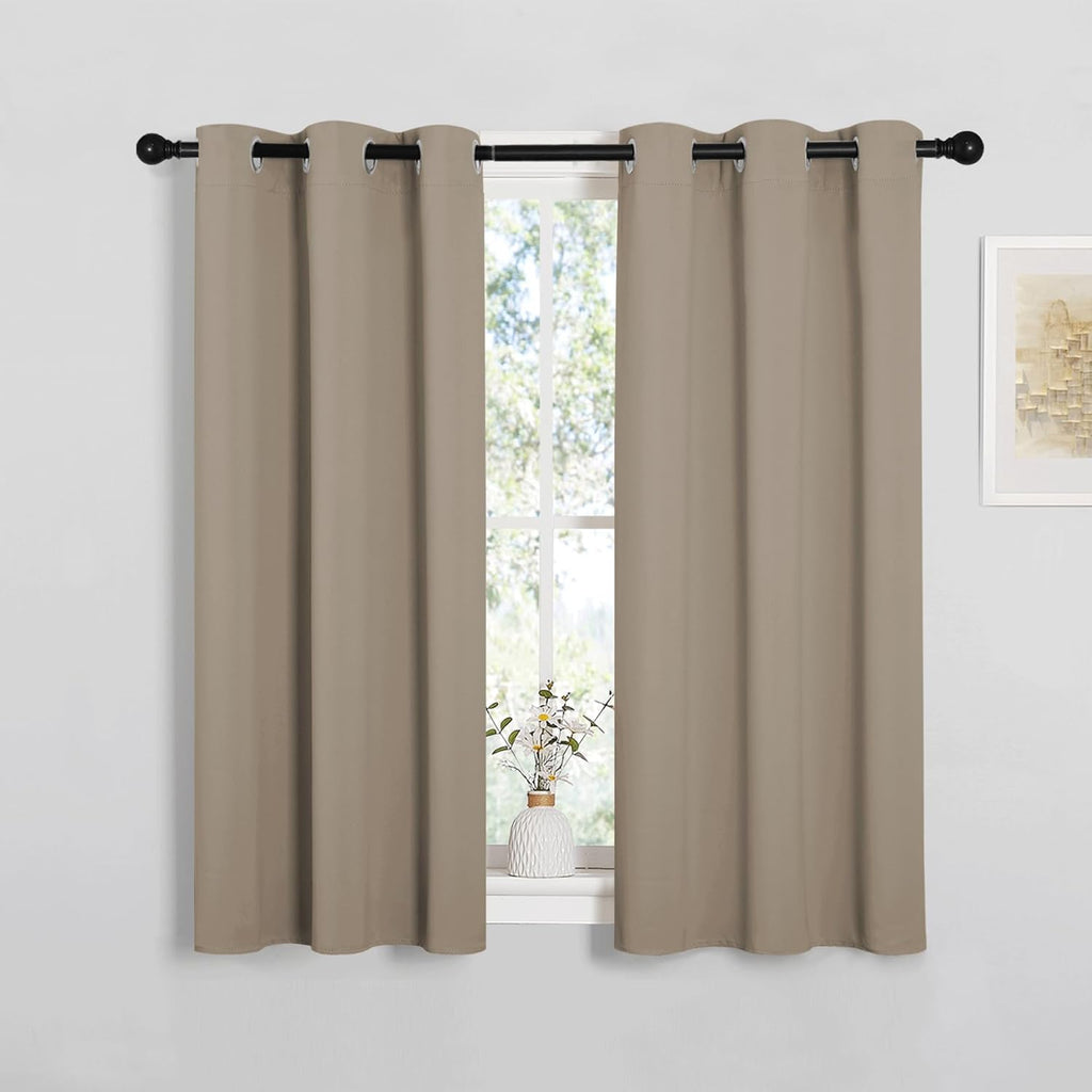 NICETOWN Blackout Curtain Panels - Thermal Insulated Draperies | Solid Grommet Design, Taupe, 34x45 Inch (1 Pair)