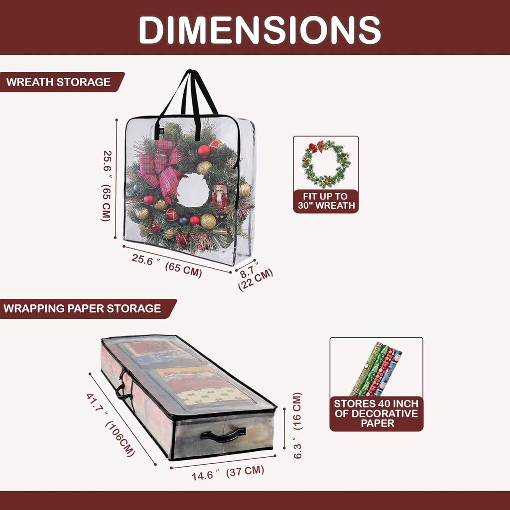 VENO Wrapping Paper Storage Bag - 5 Pack for Christmas Wreaths | Durable & Versatile Design