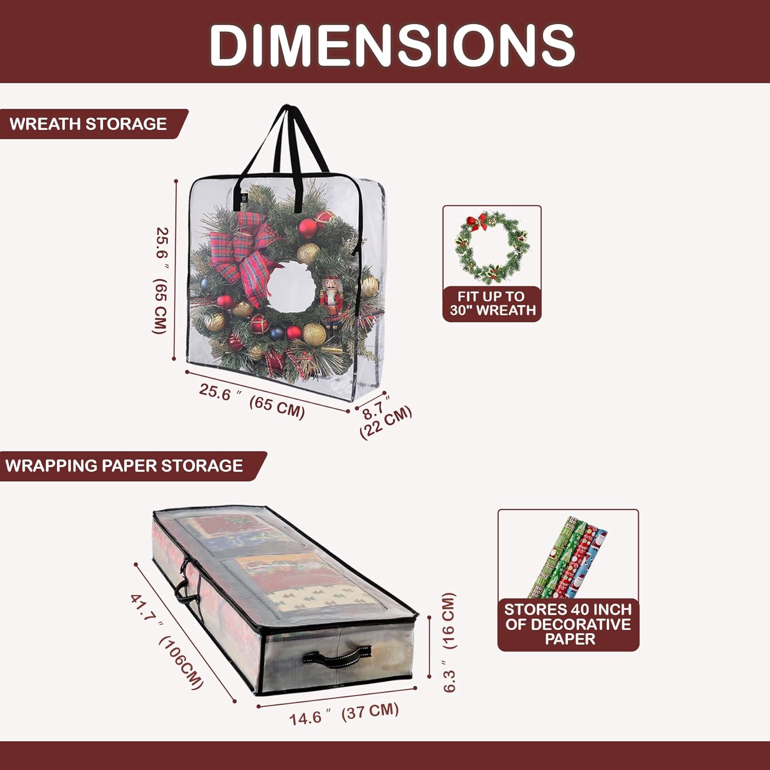 VENO Wrapping Paper Storage Bag - 5 Pack for Christmas Wreaths | Durable & Versatile Design