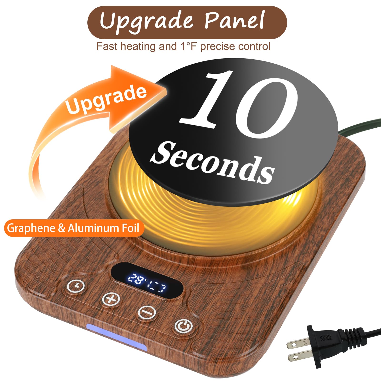 Upgrade Sourdough Starter Warmer (70-110°F)，Precise Thermostat Control Sourdough Warming Mat for KitchenAuto On/Off, 0-24 Hours Timer,with Thermostat Control, Timing, Memory Function (Wood Grain)