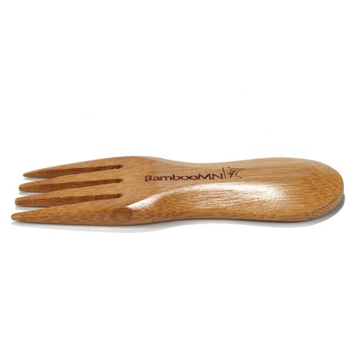 BambooMN Solid Bamboo Stubby Spork 4" - All Natural Reusable Utensils - 30 pcs
