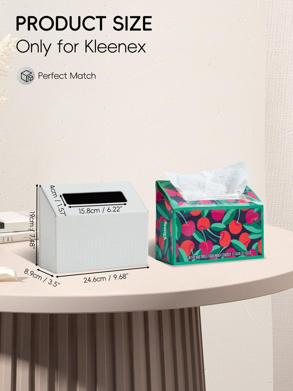 Cloudever Hand Towel Box Cover, No Drill Installation & Damage-Free Adhesive Backing for Wall Mounted, Streamlined Appearance for Kleenex Paper Hand Towels-Polar Ice