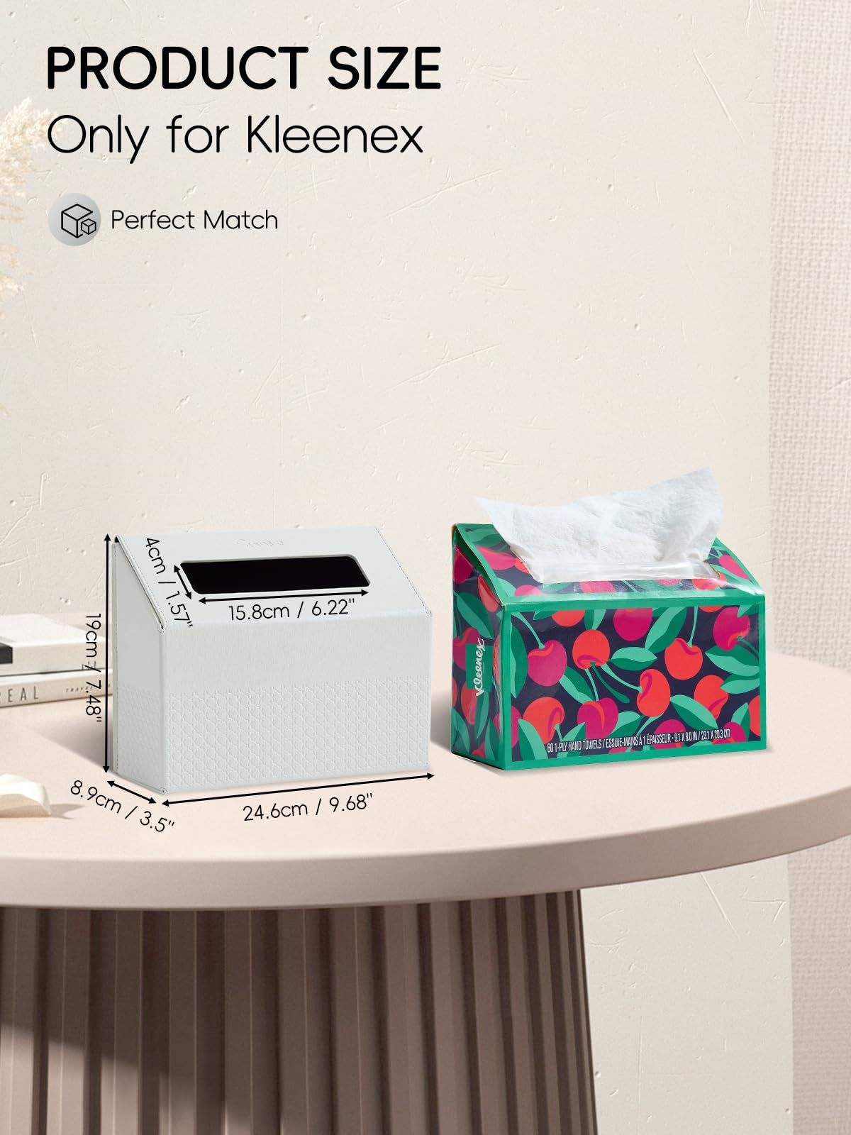 Cloudever Hand Towel Box Cover, No Drill Installation & Damage-Free Adhesive Backing for Wall Mounted, Streamlined Appearance for Kleenex Paper Hand Towels-Polar Ice