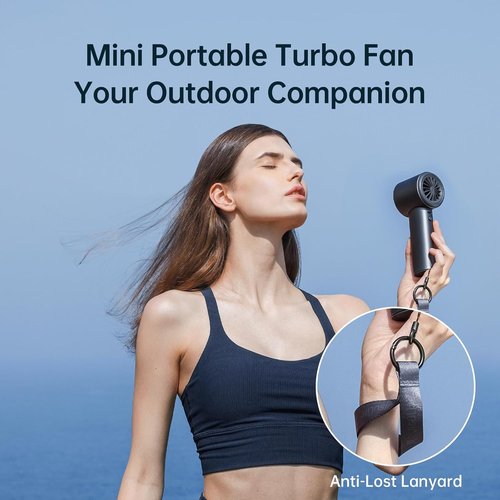 JISULIFE Portable Handheld Fan - Adjustable Speed Turbo Design | 3600mAh Rechargeable Battery - Blue
