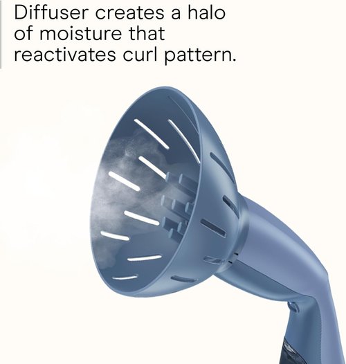 Infiniti PRO by CONAIR Hair Steamer - Portable Styling Tool with 7-Inch Diffuser, Fast 30-Second Heat-Up, Blue