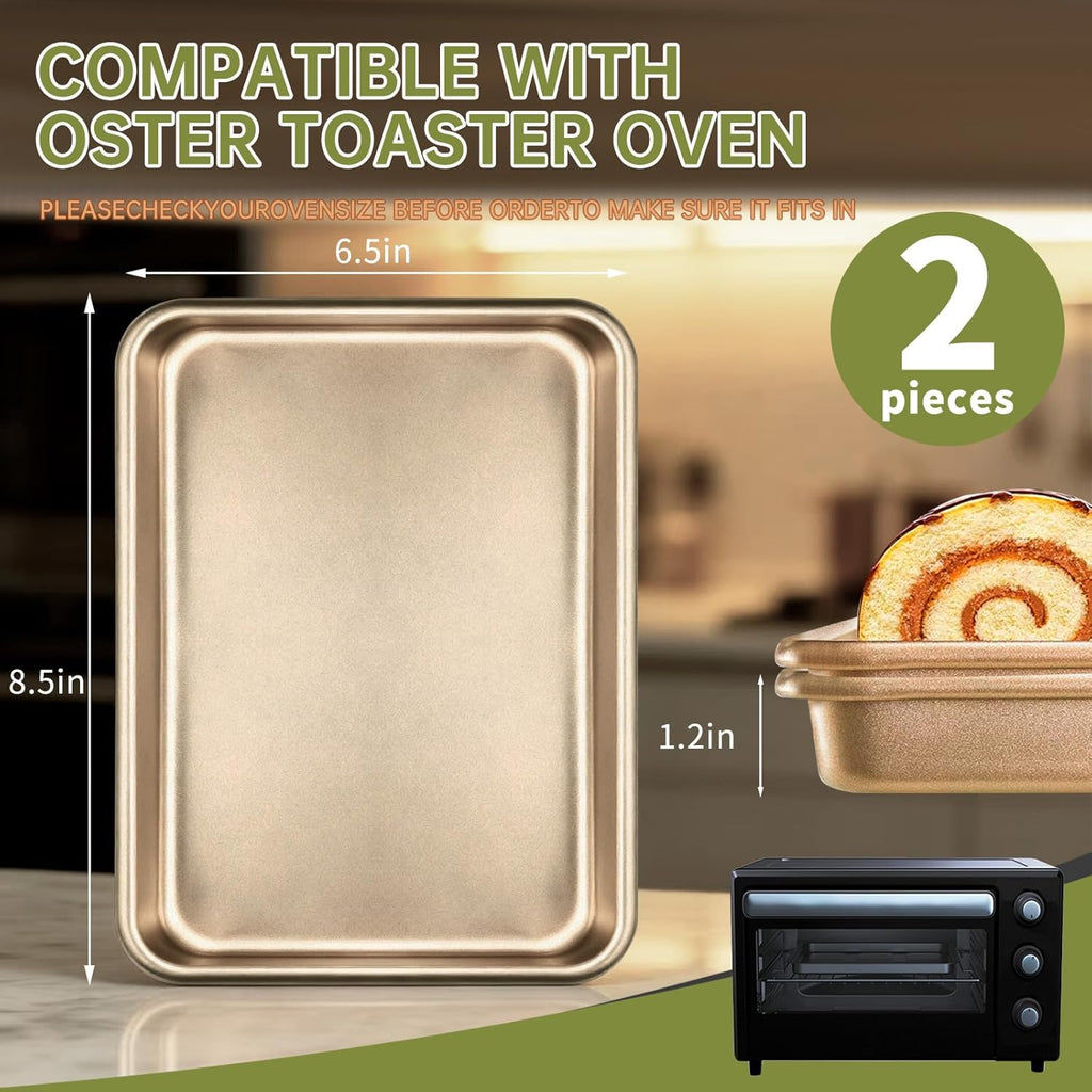 Oster Toaster Oven Replacement Trays - Non-Stick Carbon Steel Bakerware Set | 8.7" x 6.5" | 2 PCS
