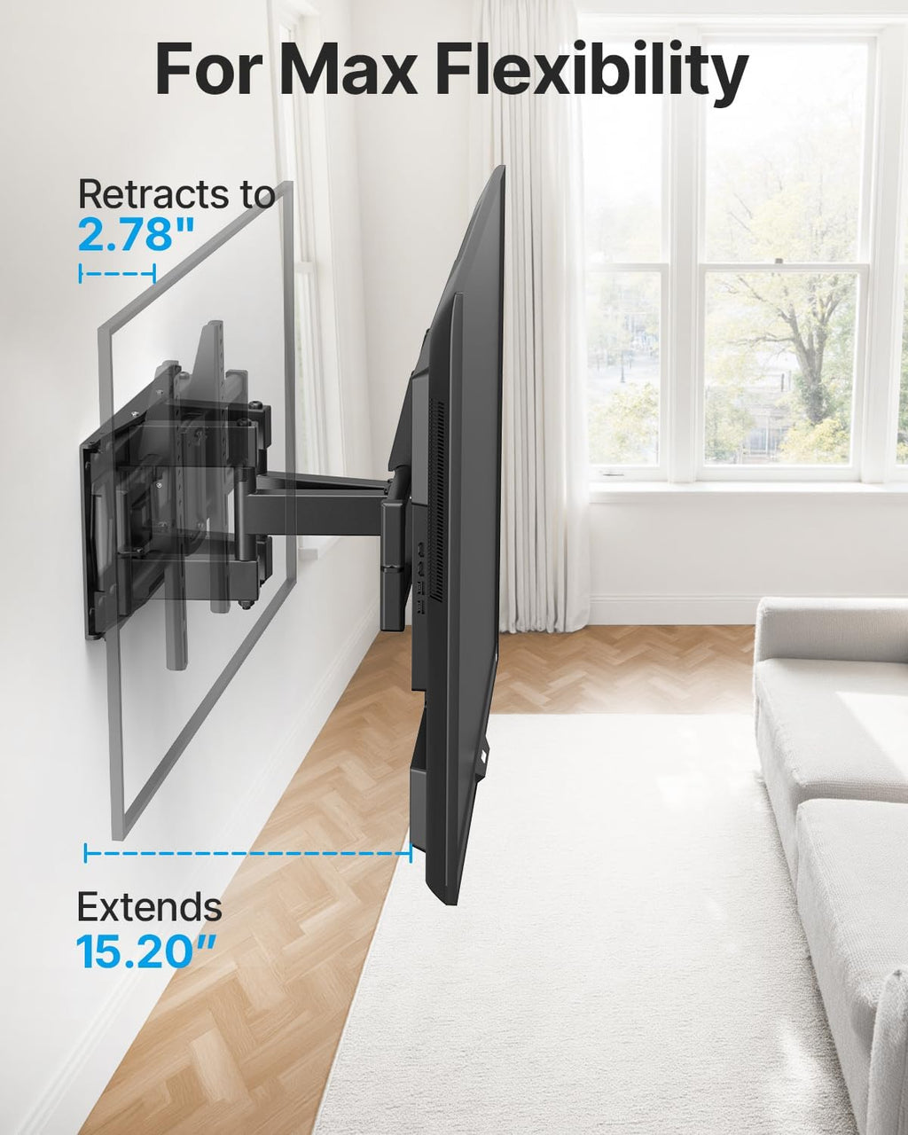 USX STAR Full Motion TV Wall Mount - Fits 37-85 Inch TVs Up to 132lbs | Swivel & Tilt Articulating Bracket