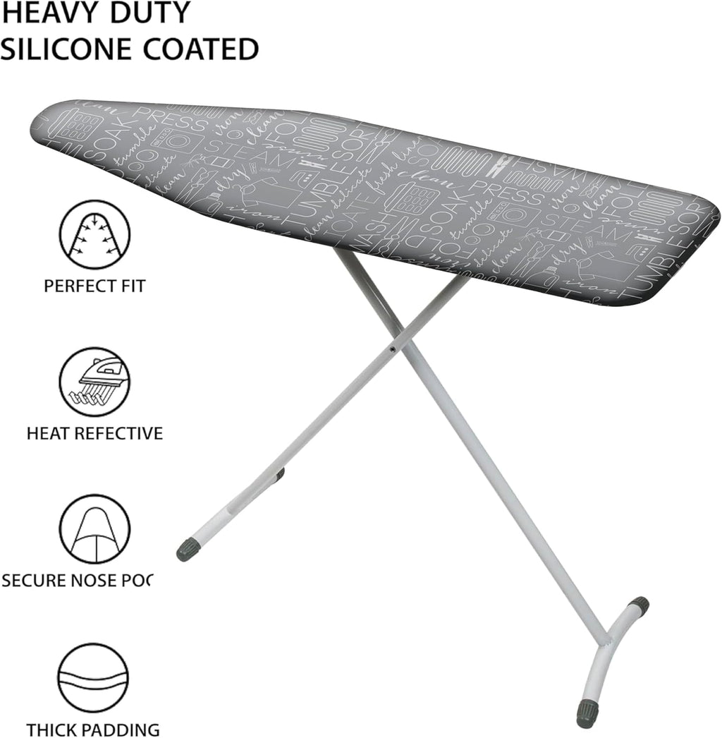 Scorch Resistant Ironing Board Cover by Simplify - Thick Cotton Padding | Stretch Elastic Fit | Grey