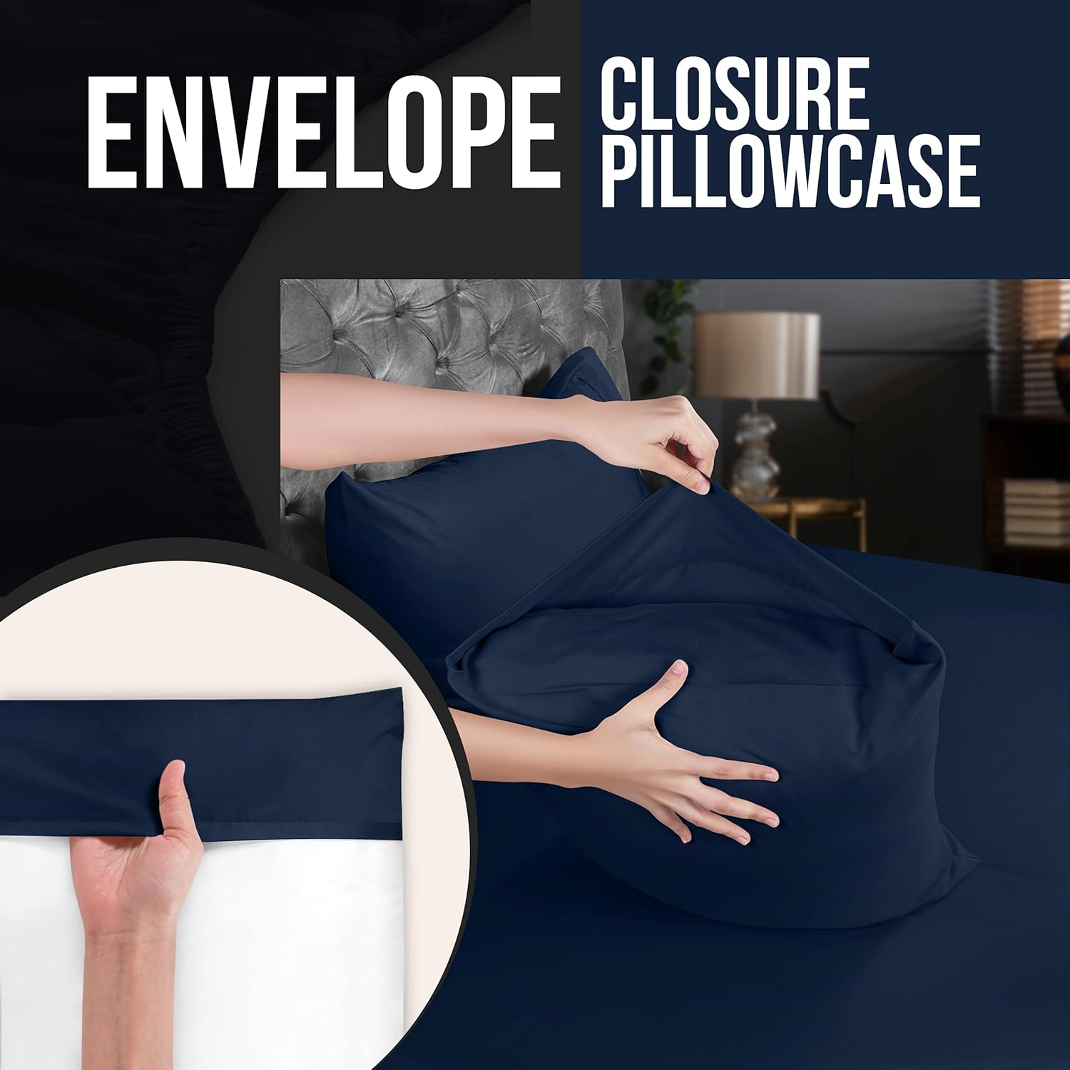 Utopia Bedding King Pillow Cases - Soft Brushed Microfiber - 4 Pack, Navy - 20 x 40 Inches