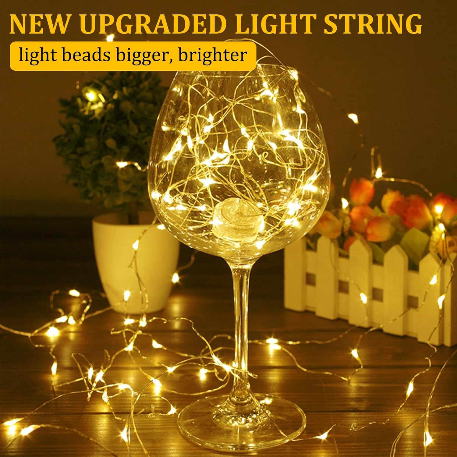 Skiennix Mini Battery Powered Fairy Lights - 16ft Warm White Copper Wire String Lights for Bedroom, Christmas & Weddings