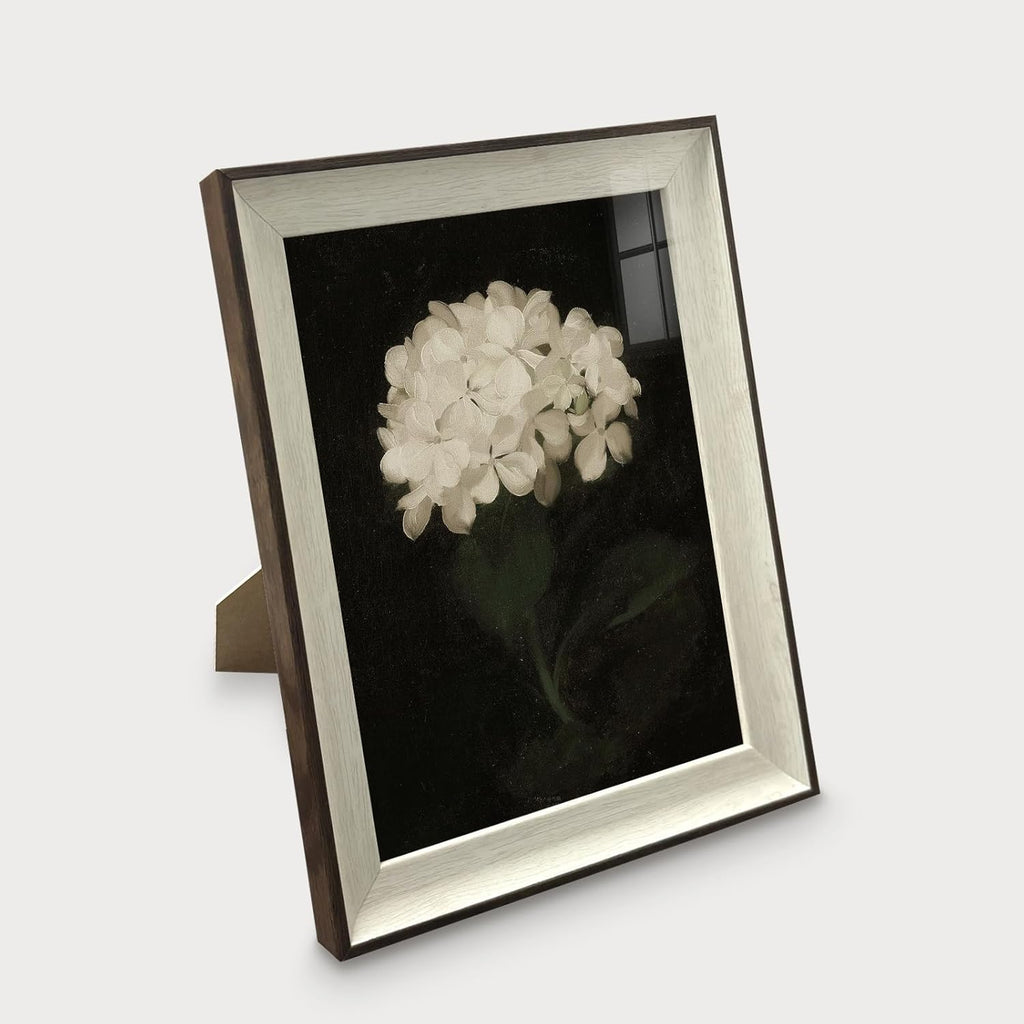 Razliubit White Flower Wall Art Prints - Replaceable Retro Decor for Aesthetic Rooms | 10"x12" Framed Artwork