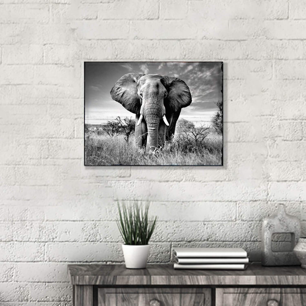 ARTISTIC PATH Canvas Wall Art Elephant Picture: African Animals Graphic Artwork Painting Print for Wall Decor (24" W x 18" H,Multi-Sized)