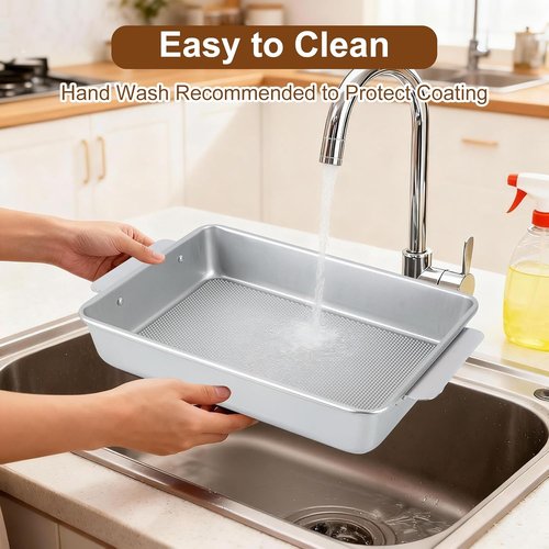 Commercial Grade 9x13 Baking Pan by [Brand Name] - Heavy-Gauge Nonstick Cake Sheet | Warp-Resistant Silver