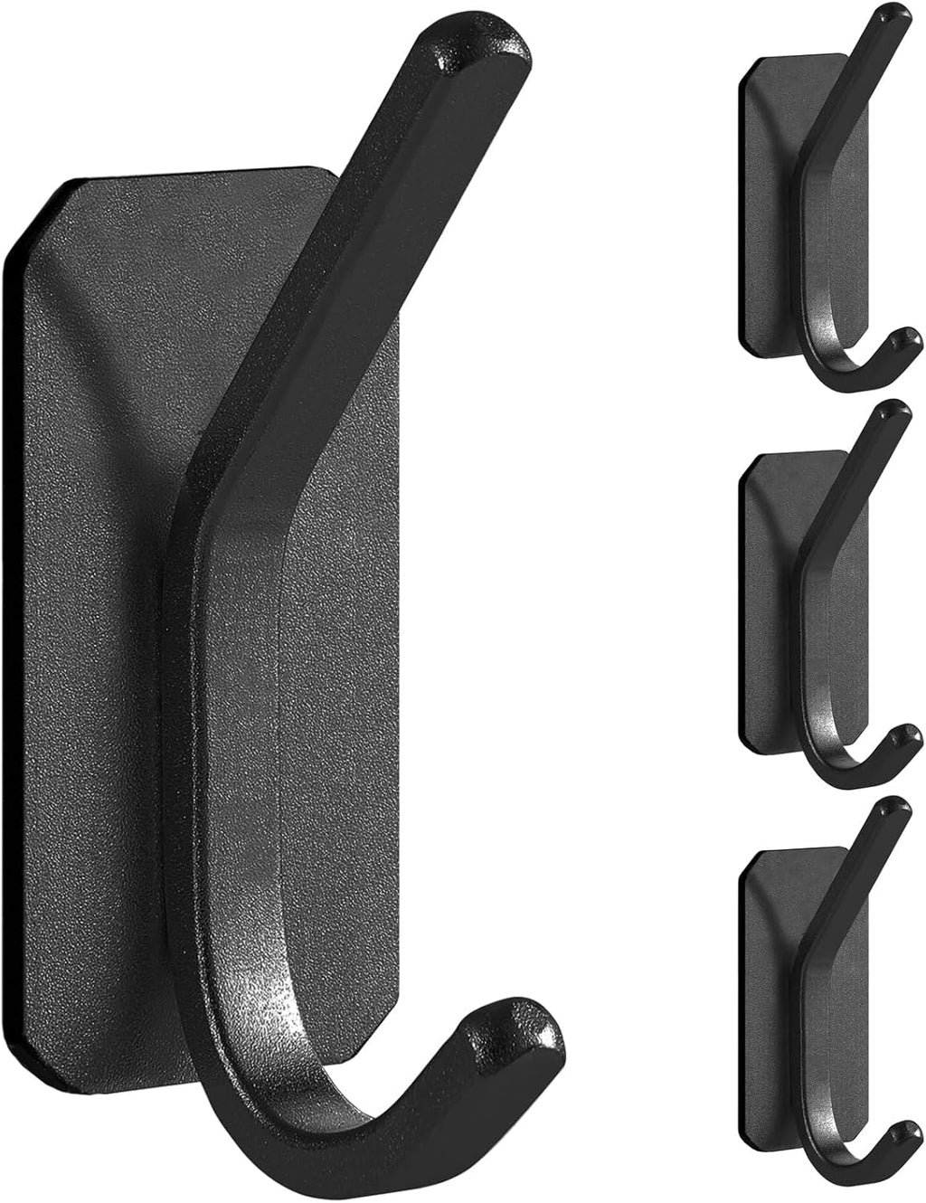 Paoli Heavy Duty Adhesive Hooks - Self-Adhesive 30 lb Load Capacity | 4-Pack Black for Home & Office