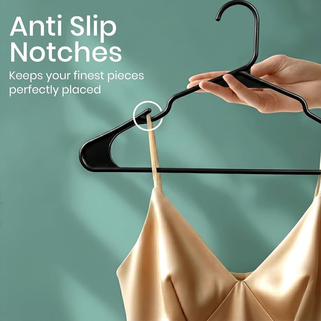 Utopia Home Plastic Hangers - Durable Space-Saving Clothes Hangers - 100 Pack in Black