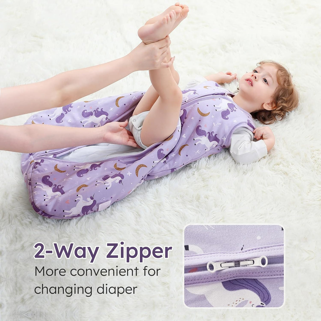 Yoofoss Baby Sleep Sack - 100% Organic Cotton Wearable Blanket for 6-12 Months | TOG 2.5, 2-Way Zipper, Warm & Comfy