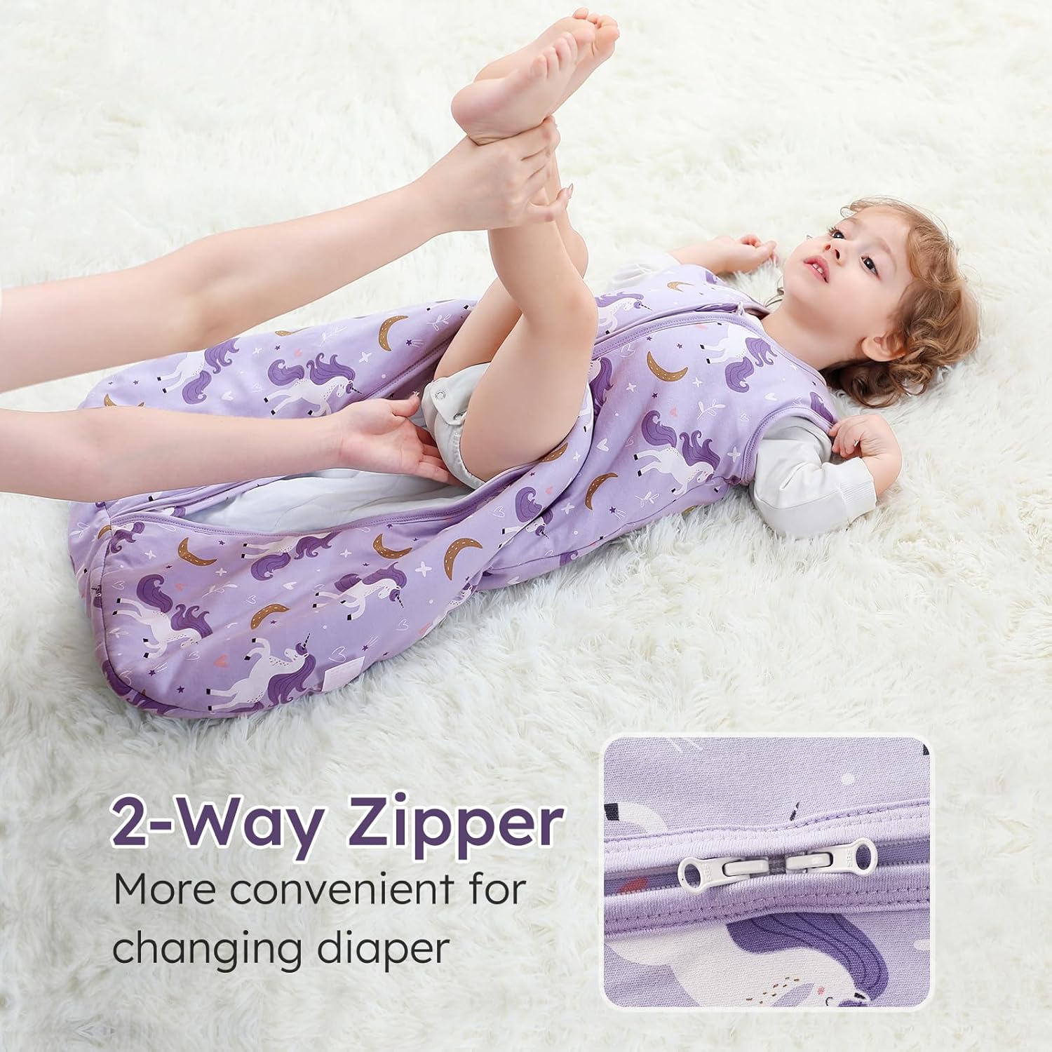 Yoofoss Baby Sleep Sack - 100% Organic Cotton Wearable Blanket for 6-12 Months | TOG 2.5, 2-Way Zipper, Warm & Comfy
