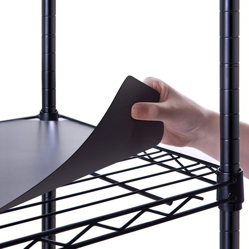 Poofzy Wire Shelf Liner 14" X 36", Non-Adhesive Plastic Shelf Liners for Wire Shelving, Waterproof Protector Mats (4PK, Black)