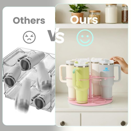 Upgraded Water Bottle Organizer for Stanley 40 oz/30 oz/20 oz,Rotating Stanley Cup Organizer Holder,Tumbler Holder Organizer, Easy to Install Kitchen Organizers and Storage for Stanley Cup Accessories
