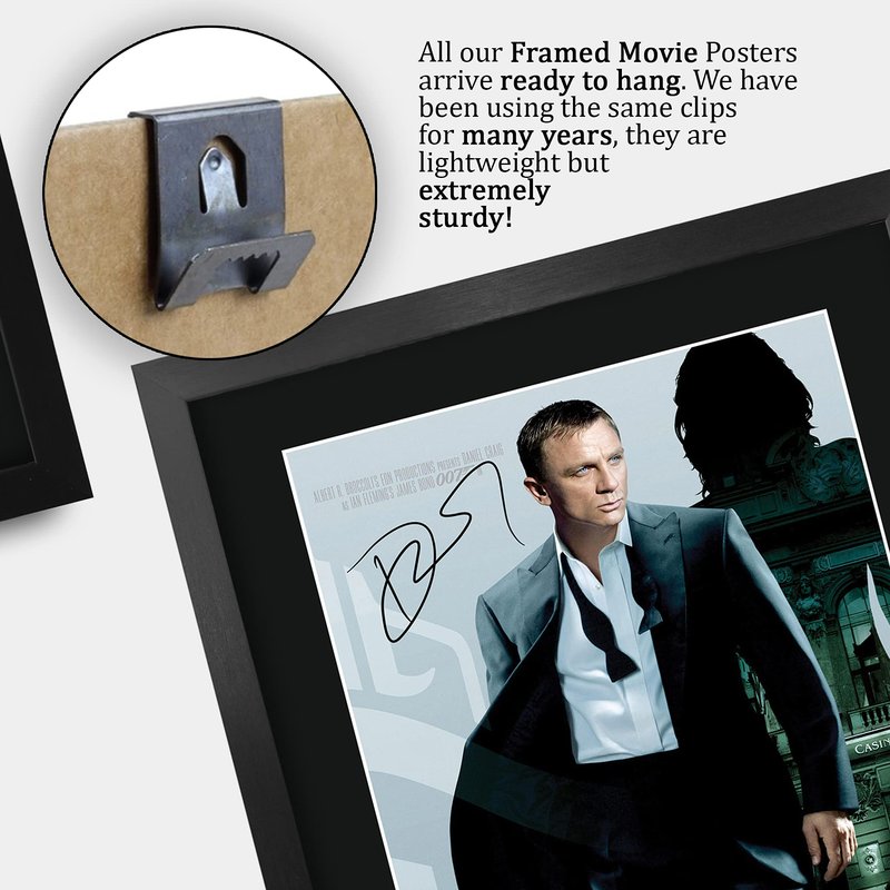 HWC Trading James Bond - Casino Royale Movie Poster Daniel Craig Signed 16 x 12 inch Framed Gift Printed Autograph Film Print Photo Picture Display - 16" x 12" Framed