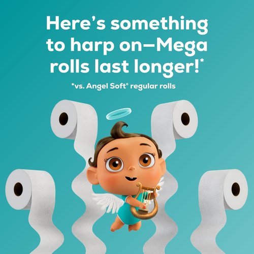 Angel Soft Toilet Paper - 4 Mega Rolls for Ultimate Softness & Strength | 16 Regular Rolls Equivalent