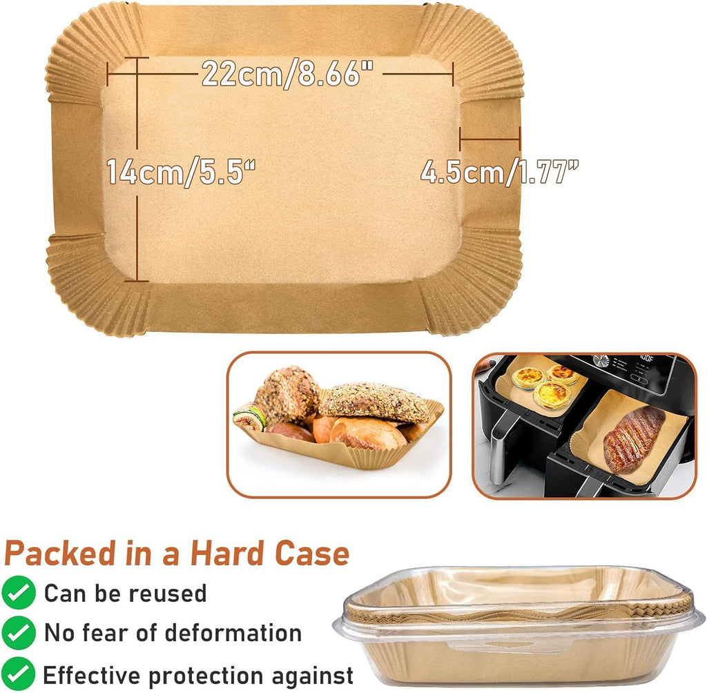 Ninja Air Fryer Liners - 100 Pcs Non-Stick Disposable Parchment Paper | Oil-Proof, 22x14.5cm