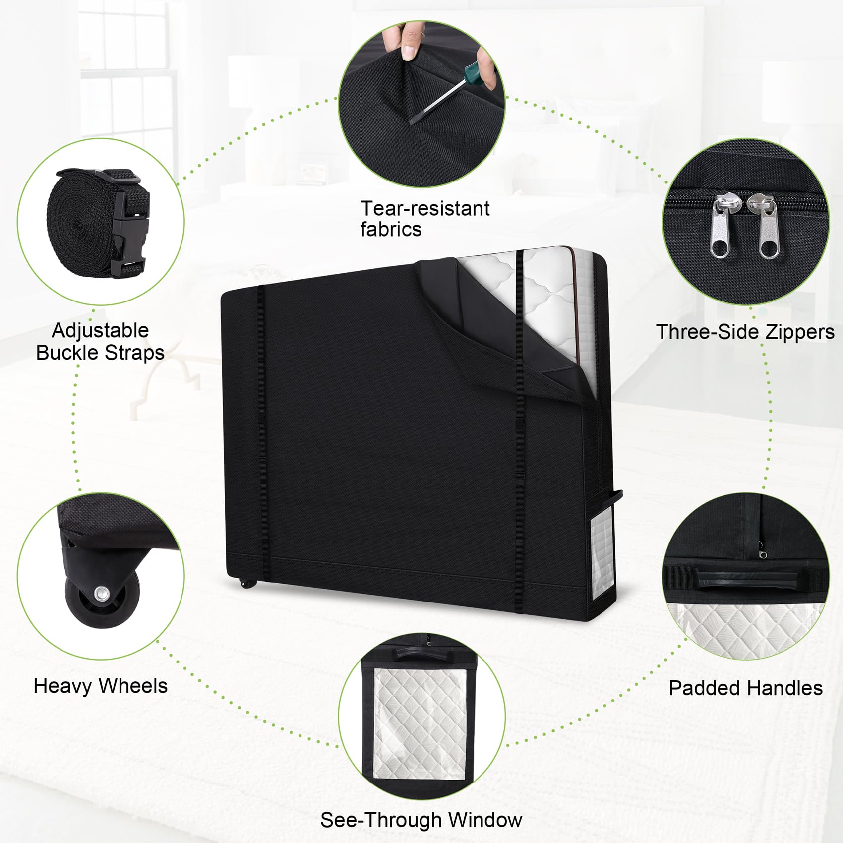 Cuddly Nest Rolling Mattress Storage Bag with Wheel- Reusable Heavy Duty Mattress Cover for Moving and Storage (Queen&Wheel)