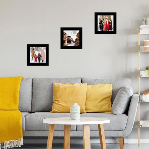 JCJMY 4x4 Black Picture Frame - Versatile Wall Hanging or Tabletop Display with Shatter-Resistant Plexiglass