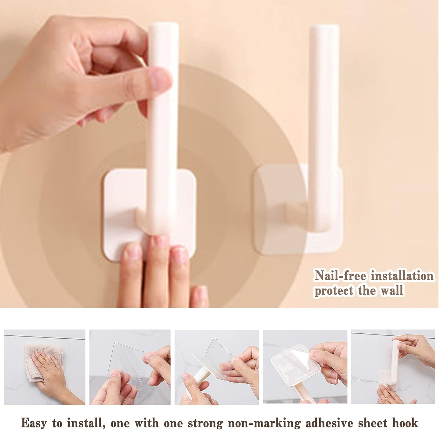 Skiennix Wall Hooks - Multi-Purpose Heavy-Duty 3M Self-Adhesive Hangers for Coats & More | 4 Pcs