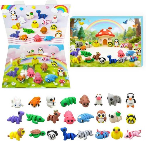 Christmas Advent Calendar 2025 for Kids - 24-Day Countdown with 3D Printed Animals & STEM Toys