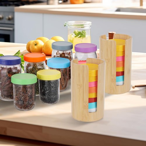 2 PCS Mason Jar Lid Organizer Vertical Mason Jar Lid Storage Bamboo Tumbler Lid Holder Cup Lid Organizer Suitable for Mason Lids/Canning Lids/Bamboo Lids Mason Jar Accessories (2 Wide)