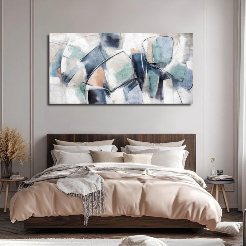 VAYIMDH Blue Pictures Wall Decor Abstract Wall Art Modern Artwork for Business Lobby Pink Wall Pictures for Wall 24x48 In