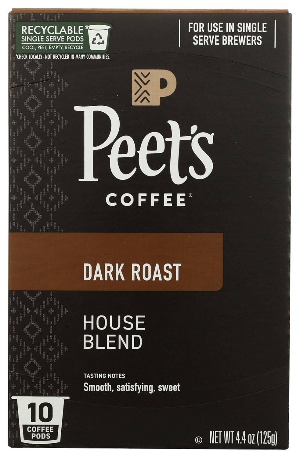 Peet's Coffee House Dark Roast K-Cup Coffee Pods for Keurig Brewers | 10 Pods, 4.4 oz