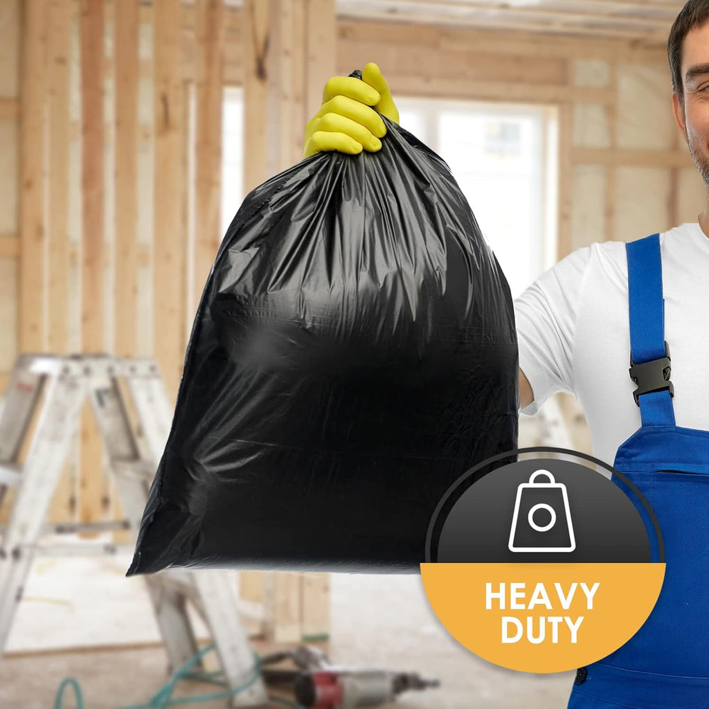 PAMI Heavy Duty 42 Gallon Contractor Garbage Bags - Tear-Resistant Yard Waste Cleanup (10 Count, Black)