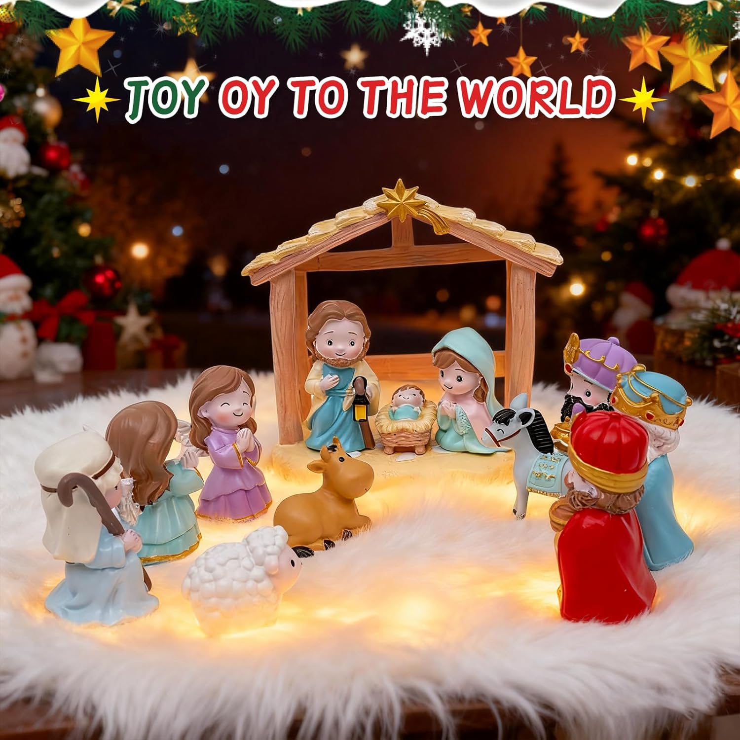 Skiennix 13-Piece Nativity Set - Christian Playset for Kids Ages 3-9 | Perfect Christmas Gift