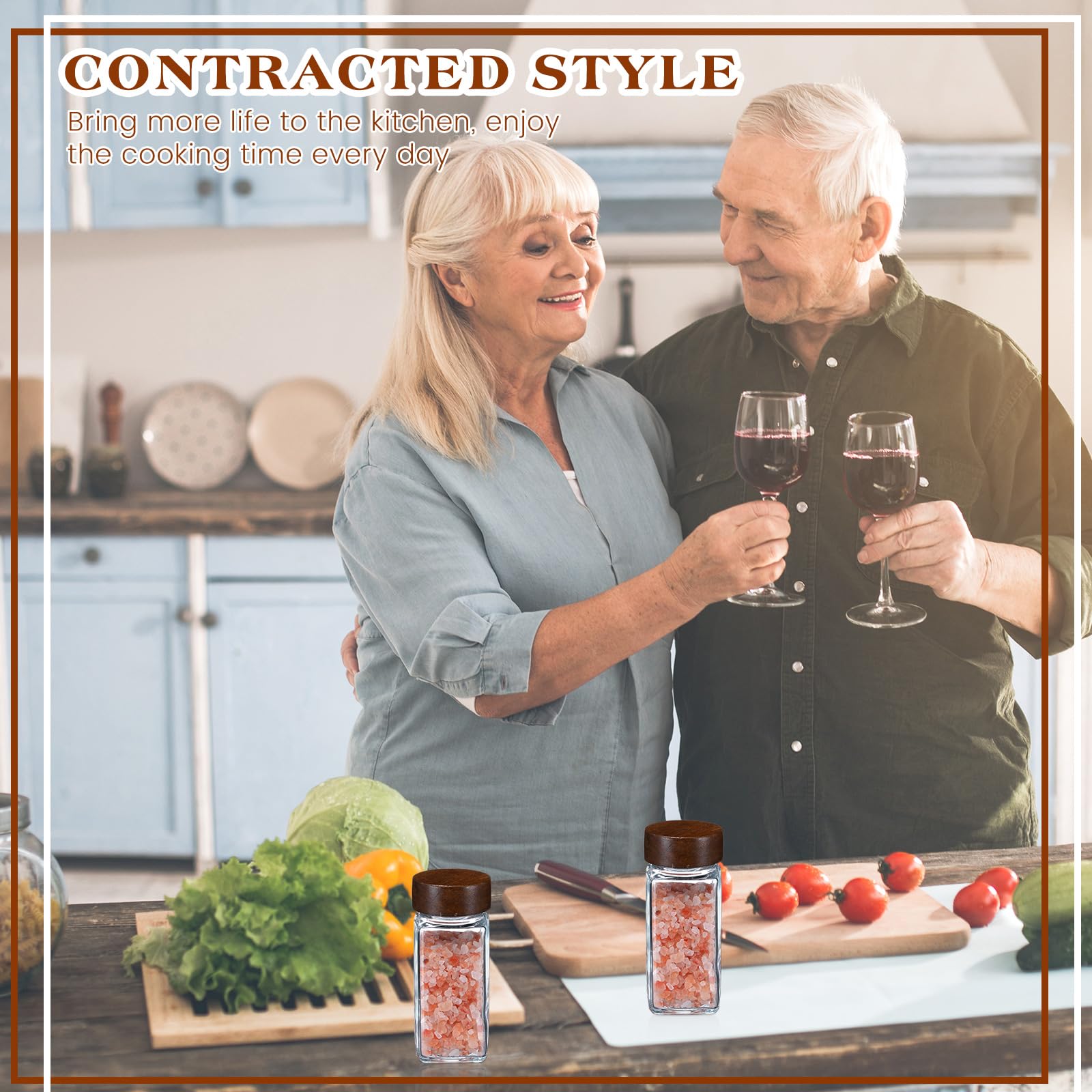 FillTouch 40 Pcs Wooden Lids for 4 oz and 8 oz Square Spice Jars Reusable Can Wooden Airtight Spice Storage Canning Lids for Nice Sealing Kitchen