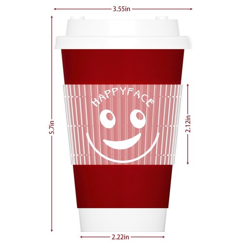 HAPPYFACE 100 Pack, 16 oz Disposable Coffee Cups, Double Wall, Cold or Hot Drink Cups, with Lids, Sleeves, Stirring Straws, Suitable for Home and Party