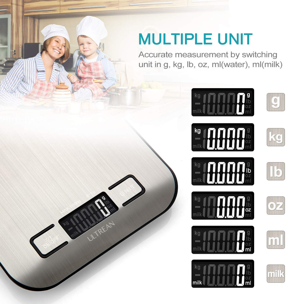 Ultrean Digital Kitchen Scale - Accurate Weight Measurement in Grams & Ounces | 11lb Capacity, 304 Stainless Steel