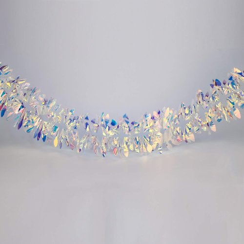 Iridescent Hanging Decorations - 6ft Shiny Foil Garland for Christmas, Weddings & Parties