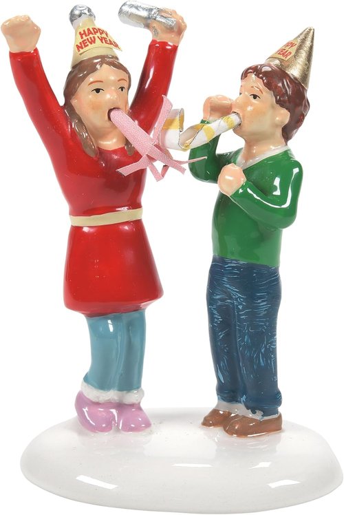 Department 56 We Made It Until Midnight Figurine - 2.83 Inch Multicolor Snow Village Accessory
