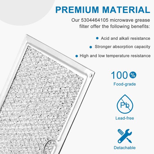 5304464105 Microwave Grease Filter Replacement 7.625" x 5" for G.E Fri.gi.daire 5304517871 WB06X10608 5304509444 Microwave Vent Filter (4-Pack) - BY AMI PARTS