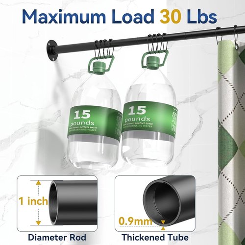 Adjustable L-Shaped Shower Curtain Rod by [Brand Name] | Durable 304 Stainless Steel | 23''-69'' Size, Black