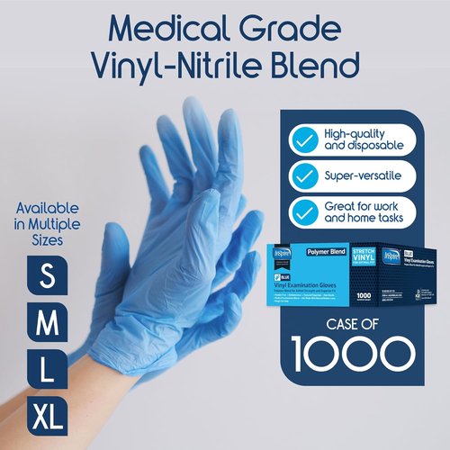 Inspire Nitrile-Vinyl Blend Exam Gloves - Disposable, Latex-Free, Medical-Grade, Multipurpose Use